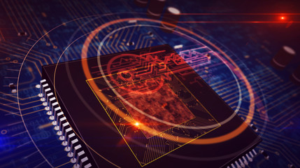 CPU on board with bulb hologram display