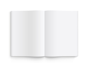 Blank opened book, magazine and notebook template with soft shadows. Front view. - stock vector.