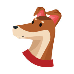 Sticker - brown dog icon cartoon isolated