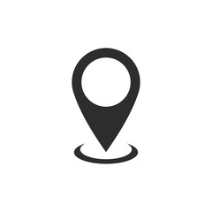 Poster - Pin flat point logo vector illustration. Gps pointer mark. Location map icon on white background