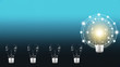 © Chan2545 - Background of good successful technology innovation of future creative thinking planning idea with digital financial education of network connection strategy on hand holding light bulb concept