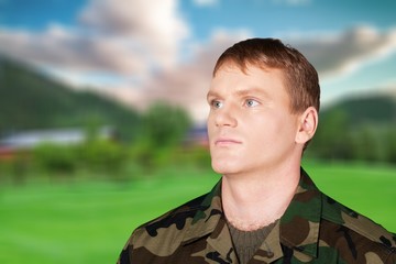 Poster - Soldier Holding a Model of House