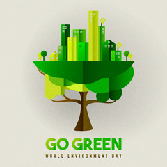 Wall Mural - Environment Day card of eco friendly city in tree