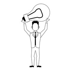 Poster - business man avatar icon cartoon in black and white