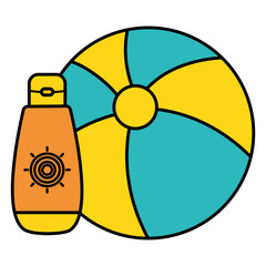 Poster - beach balloon with solar blocker icon