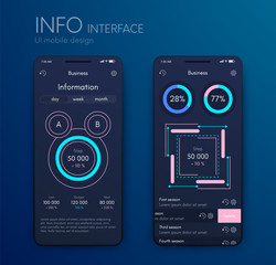 Vector graphics mobile infographics with three and two options. Template for creating mobile applications, workflow layout, diagram, banner, web design, business reports with 3 and 2 steps