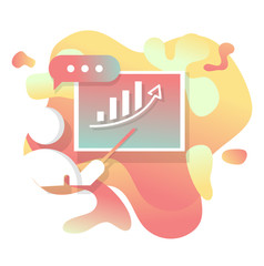 Wall Mural - presentation graph icon flat with fluid shapes background vector design. for presentation, poster, i