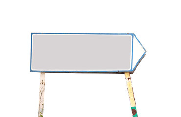  old blank signboard on white background with copy space for text
