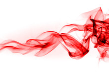 Red Smoke Abstract On White Background, Fire Design