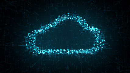 Conceptual 3D render of cloud computing artificial intelligence AI information technology of internet of things IOT and big data