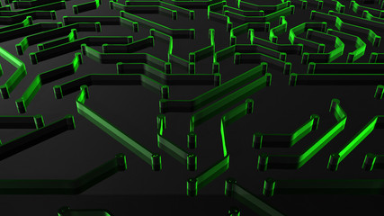Wall Mural - electronic circuit board processing data for super computer network - conceptual 3d render graphic