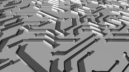 Wall Mural - circuit board technology background digital data processing network - conceptual 3d render graphic