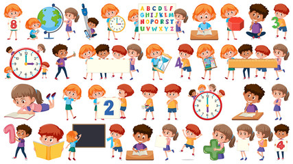 Wall Mural - set of math kids