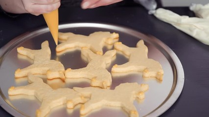 Poster - Step by step. Decorating unicorn sugar cookies with royal icing.