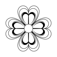 Sticker - clover with four leaves icon in black and white