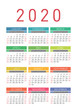 © Ramziia - Calendar 2020 year. Vector design template. Colorful English vertical pocket calender. Week starts on Sunday