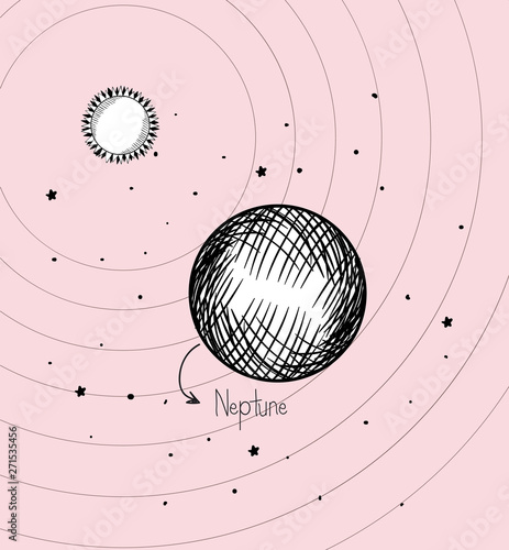 Neptune Planet And Sun Draw Of Solar System Design Buy This Stock Vector And Explore Similar Vectors At Adobe Stock Adobe Stock