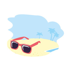 Canvas Print - summer sunglasses accessory in the beach