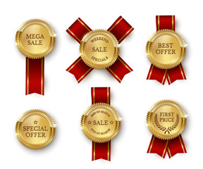 Wall Mural - award medal 3d realistic vector color illustration set