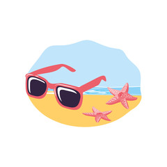 Sticker - summer sunglasses accessory in the beach