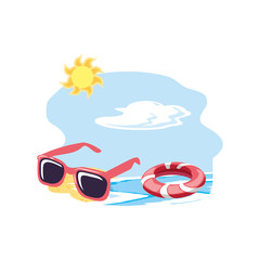 Canvas Print - summer sunglasses accessory in the beach