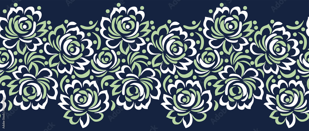 Seamless vector rose flower border design Stock Vector | Adobe Stock