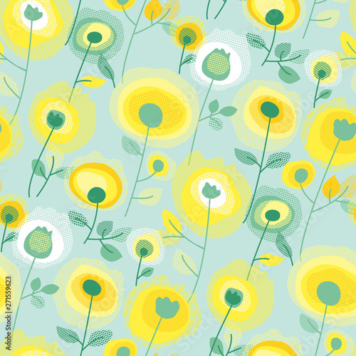 dandelion seamless pattern with geometric texture