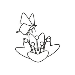 Sticker - beautiful butterfly with flower isolated icon