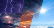 Leinwandbild Motiv Weather forecast concept, collage of variety weather conditions