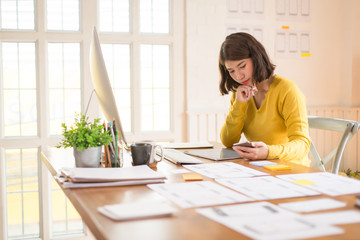 Designer women or Programmer drawing website UX layout app development