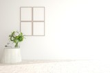 Fototapeta  - Empty room in white color. Scandinavian interior design. 3D illustration