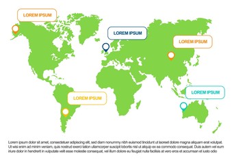  World map infographic with population diagram. Vector illustration