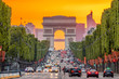 Champs Elysees and the Arc de Triomphe During a Golden Sunset