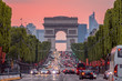 Champs Elysees and the Arc de Triomphe During a Pink Sunset
