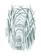 Sketch Vector Illustration Church Indoor Line Art