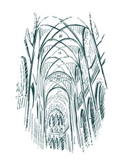 sketch vector illustration church indoor line art