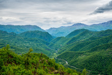 Montenegro, Endless View Over Green Tree Covered Mountains Forming Moraca Canyon Nature Landscape From Above