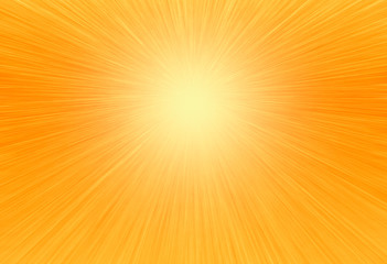 Bright Sunny yellow orange golden sun rays sparkle glowing background banner texture with copy space for text.