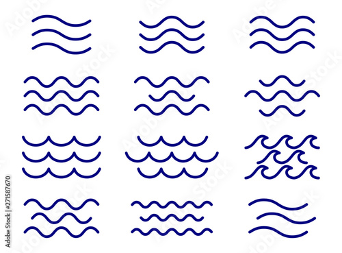 Set of thin line waves vector, collection © Wiktoria Matynia