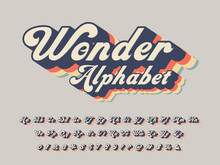 Vector Of Groovy Hippie Style Alphabet Design