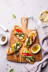 Wall Mural - Toasts (sandwiches) with cheese, pepper and asparagus