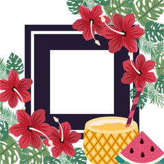 Sticker - pattern of delicious tropical fruits of summer