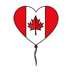 Sticker - balloon helium with canadian flag and heart shape