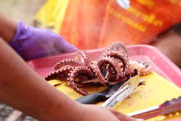 Wall Mural - Fresh squid for cooking at street food