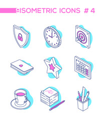 Wall Mural - office work - line design style isometric icons