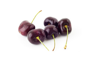 fresh cherries ,red cherry  isolated on a white background