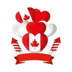 Sticker - balloons helium with canadian flag and fireworks rockets