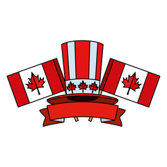 Sticker - canadian tophat culture with flags frame