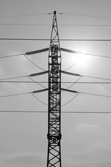 Wall Mural - High voltage power line against the sky