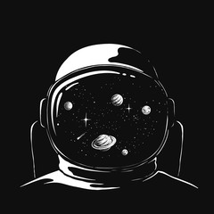 Wall Mural - space reflection in an astronauts helmet